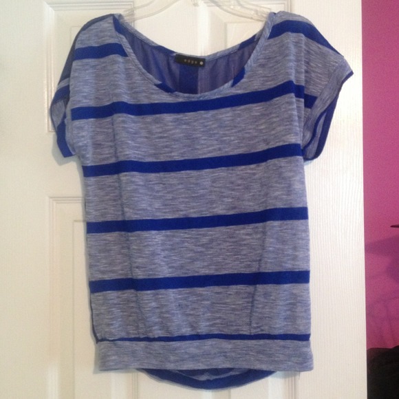 Blue striped, sheer backed tee