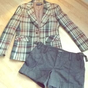 Olive Green Wool Shorts