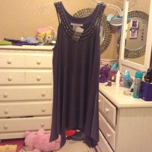 Gray flowy silk shirt