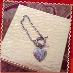 Silver tone bracelet with M initial