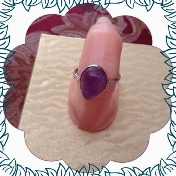 Amethyst stone stamped 925 sterling silver ring