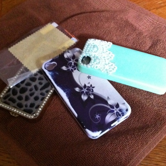 3 iPhone cases and clear protective film  4G/4GS