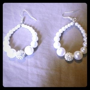 Fake pearl earring hoops