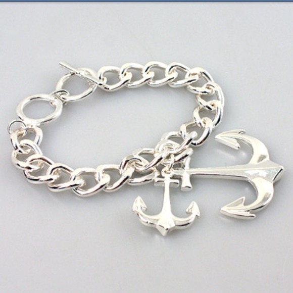 SOLD... Silver plated anchor bracelet