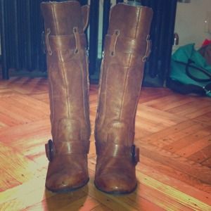 Brown leather riding boots
