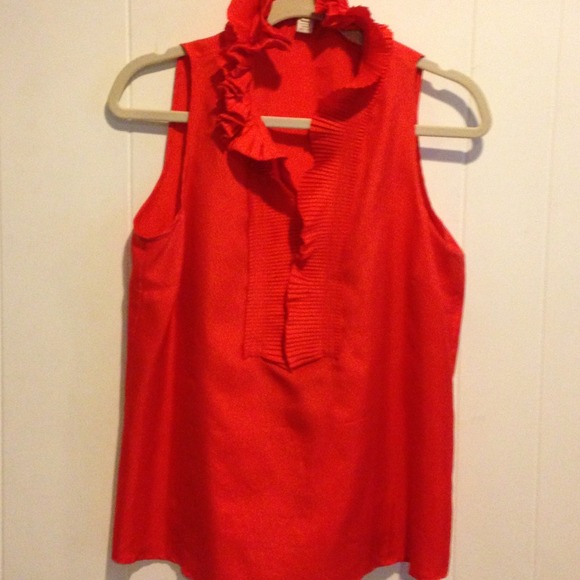 Silk sleeveless ruffle blouse. So pretty!