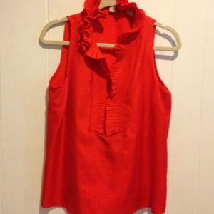 Silk sleeveless ruffle blouse. So pretty!