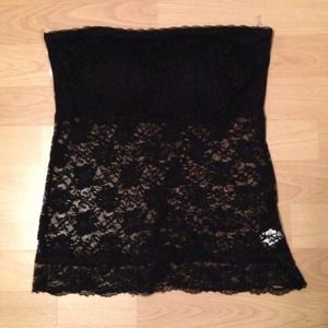 Black strapless lace tube top