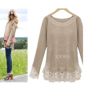 Knit sweater with ruffle hem