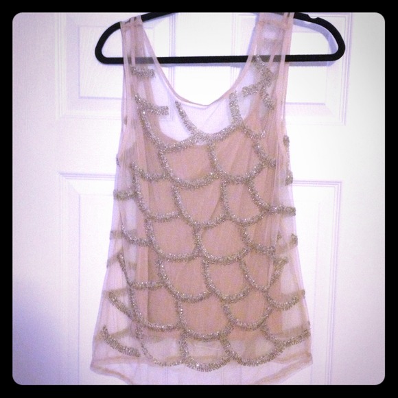 🎉Host Pick🎉Zara Nude Beaded Top with Lining