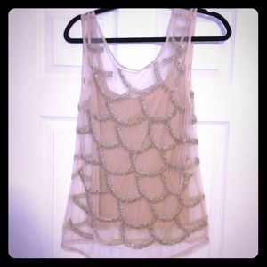 🎉Host Pick🎉Zara Nude Beaded Top with Lining
