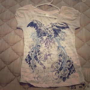 White floral shirt with ruffled sleeves