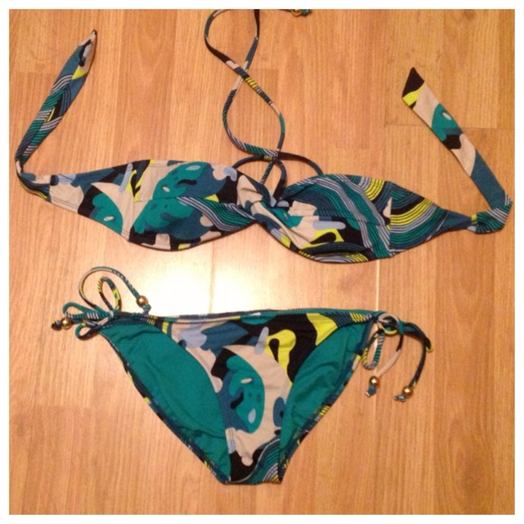 Bandeau top multi color bikini.