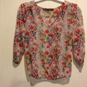 Silk floral blouse.