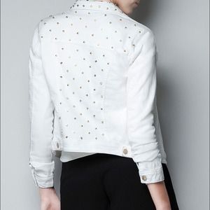 🚫SOLD🚫  Zara White Denim Studded Jacket