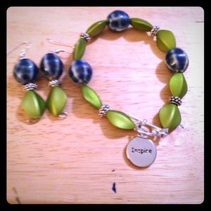 Matching earrings and bracelet set.