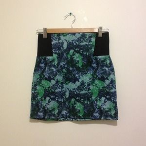 Urban Outfitters Green Abstract Print Miniskirt