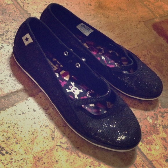 Sparkly Black Converse Mary-Jane Flats