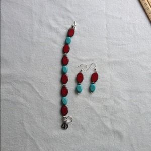 Handmade bracelet and earring set.