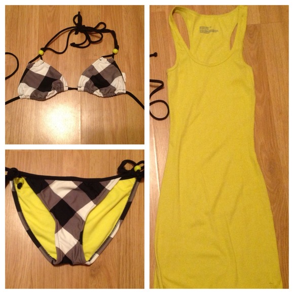 Cute plaid bikini with matching cover up.