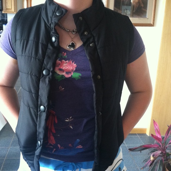 Black quilted vest