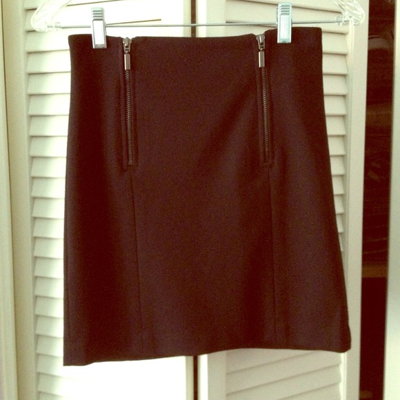 High-waisted black mini skirt