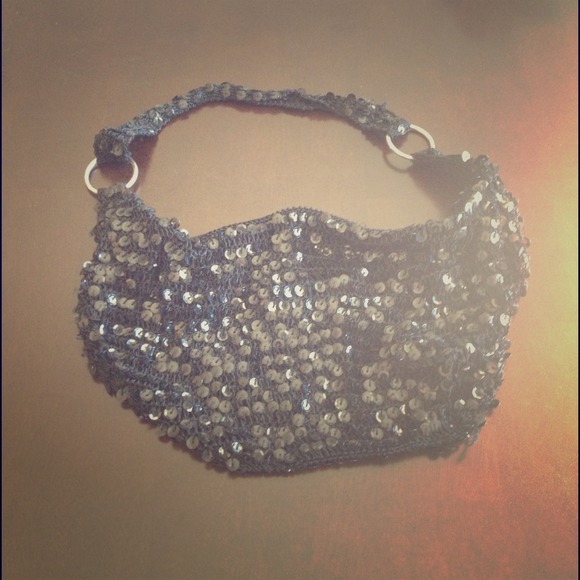 Black sequined handbag.