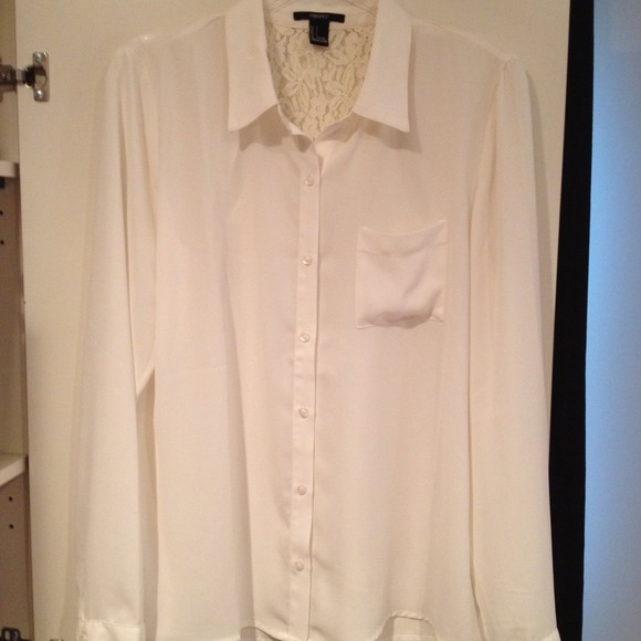 F21 Cream Sheer top with lace