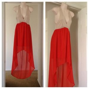 Orange hi-low maxi dress