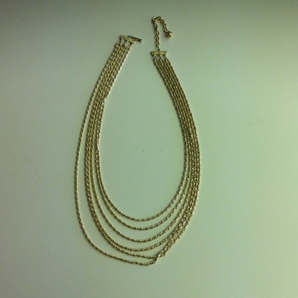 Vintage Costume Necklace Gold Tone Multi Strand. - Picture 2 of 4