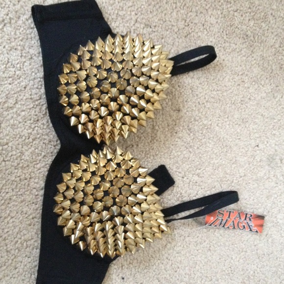 ❗️Reduced❗️NWT gold spiked studded sexy bra