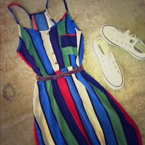 Multi Color Spaghetti Strap Dress