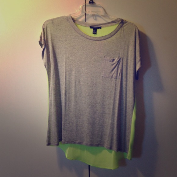 High low gray and green chiffon shirt
