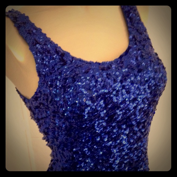 Blue sequin dress