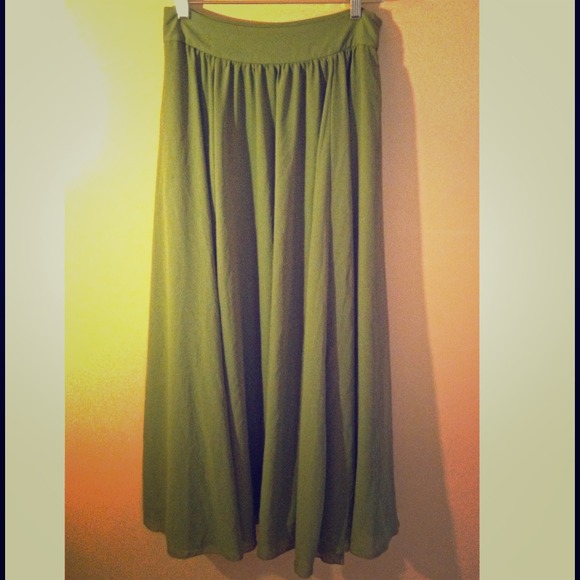 Green Anthropologie Maxi Skirt