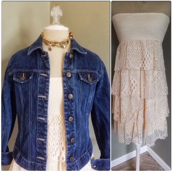 SOLD! Adorable Cream Crochet Dress