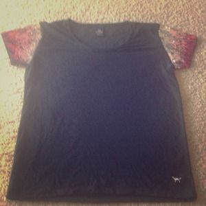 Black VS tshirt with pink/silver sequin sleeves