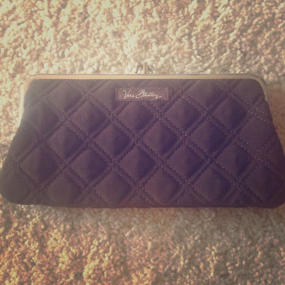 Vera Bradley chocolate brown kiss-lock clutch