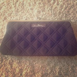 Vera Bradley chocolate brown kiss-lock clutch