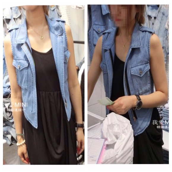 🚫SOLD🚫Brand New Cropped Denim Vest - Picture 2 of 3