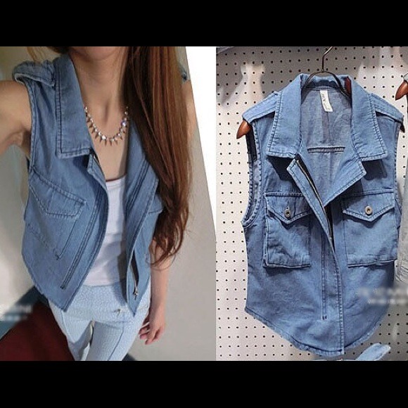 Made In Korea Tops - 🚫SOLD🚫Brand New Cropped Denim Vest