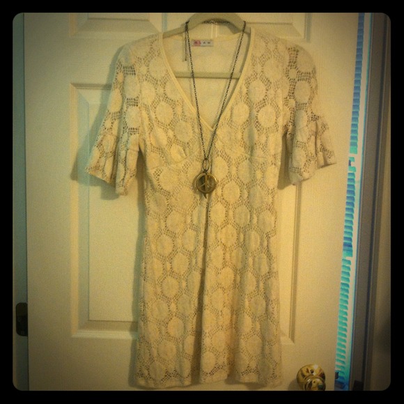 Bohemian Crochet cream colored dress