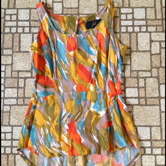 Jack patterned slit back peplum tank