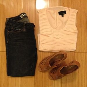 Low-rise dark blue denim