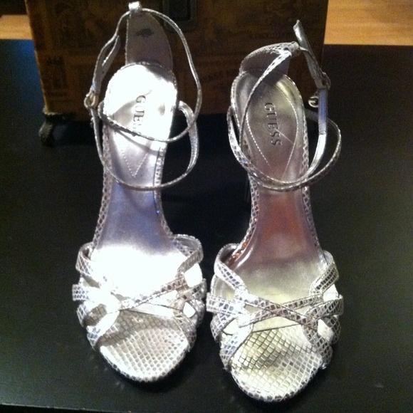 SOLD! Silver Metallic Snake Print Sandals