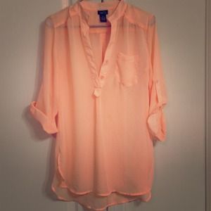 🚫Reserved🚫Chiffon peach colored top!