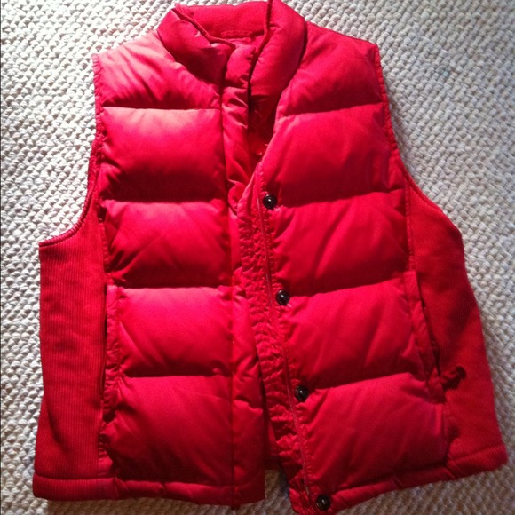 Red down puffy vest
