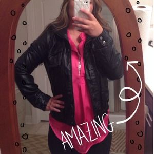 Black faux leather jacket!
