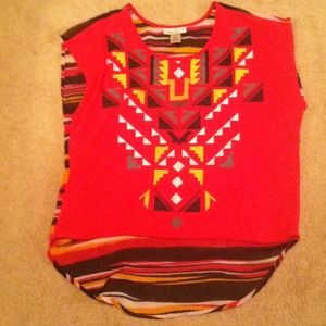 Tribal high low crop top