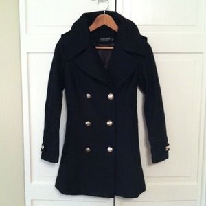 Black military-style coat